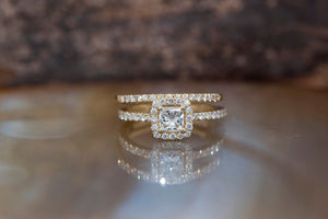 Cushion halo wedding set ring 1.15 ct-Diamond wedding set-Gold ring-Promise ring-Art deco wedding set-1 carat diamond ring,Art deco wedding set,Bridal set rings,diamond engagement,diamond jewelry,diamond ring,Diamond wedding set,engagement ring,gold diamond ring,gold ring,Halo engagement ring,promise ring,wedding sets