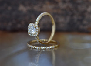 Cushion halo wedding set ring 1.15 ct-Diamond wedding set-Gold ring-Promise ring-Art deco wedding set-1 carat diamond ring,Art deco wedding set,Bridal set rings,diamond engagement,diamond jewelry,diamond ring,Diamond wedding set,engagement ring,gold diamond ring,gold ring,Halo engagement ring,promise ring,wedding sets