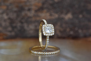 Cushion halo wedding set ring 1.15 ct-Diamond wedding set-Gold ring-Promise ring-Art deco wedding set-1 carat diamond ring,Art deco wedding set,Bridal set rings,diamond engagement,diamond jewelry,diamond ring,Diamond wedding set,engagement ring,gold diamond ring,gold ring,Halo engagement ring,promise ring,wedding sets