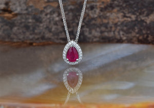 Ruby pear cut diamond pendant--White Gold Diamond Pendant 14k -Women Jewelry-Anniversary gift-Holidays present-Diamond necklace-14k white gold,anniversary gift,Birthday present,Diamond necklace,diamond pendant,evening jewelry,For her jewelry,Gemstone,graduation present,Pear,Red ruby pendant,Ruby necklace,Unique Gold Pendant,valentines day gift,vs,vvs,wedding jewelry