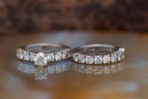 Cluster Wedding set-2 carat diamond wedding set-14K white Gold-Promise ring-Art deco wedding set-Diamond engagement ring-FREE SHIPPING