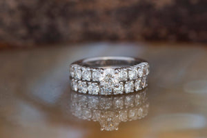 Cluster Wedding set-2 carat diamond wedding set-14K white Gold-Promise ring-Art deco wedding set-Diamond engagement ring-FREE SHIPPING