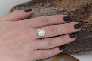 1ct diamond ring-Vintage engagement ring diamond-Solitaire 14K White Gold Ring-Anniversary ring-Engagement ring setting-1ct vintage ring-1 carat diamond ring,14k gold ring,1ct vintage ring,Anniversary ring,anniversary rings,bridal jewelry,diamond ring,gold diamond ring,rosette diamond,rosette diamond ring,Round,vintage diamond band,vintage ring setting,vs,vvs,wedding jewelry