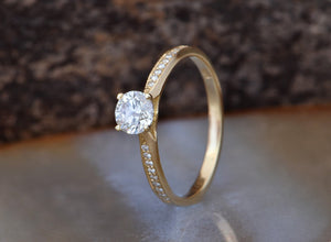 Art deco Engagement Diamond Yellow Gold Ring 0.32 carat-Women Jewelry-Promise ring-1 carat diamond ring,art deco ring,Cluster engagement,Custom ring,diamond ring,engagement ring,Engagement Rings,fashion engagement,FREE SHIPPING,gold diamond ring,Promise ring,sevencarat,solitaire ring,Unique diamond ring,vs,vvs,Yellow gold 14k ring