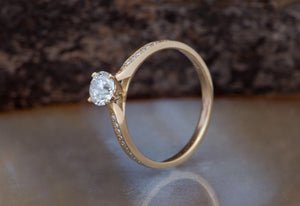Art deco Engagement Diamond Yellow Gold Ring 0.32 carat-Women Jewelry-Promise ring-1 carat diamond ring,art deco ring,Cluster engagement,Custom ring,diamond ring,engagement ring,Engagement Rings,fashion engagement,FREE SHIPPING,gold diamond ring,Promise ring,sevencarat,solitaire ring,Unique diamond ring,vs,vvs,Yellow gold 14k ring