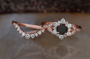 1 carat Flower wedding ring set rose gold-Art deco wedding set-Diamond leaf ring-Gold Ring -Promise ring-Bridal set ring-1 carat diamond ring,Art deco wedding,Bridal set ring,diamond engagement,Diamond leaf ring,engagement ring,Floral ring,Flower wedding ring,Leaf engagement ring,Leaf rings set,promise ring,rose gold set,wedding sets