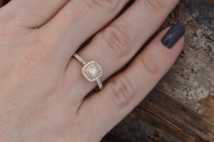 Halo Cushion cut solitaire engagement ring rose gold 14k - Engagement ring 0.38 ct-Promise ring-Anniversary ring,Art deco engagement,art deco ring,bridal jewelry,cushion cut halo,Cushion diamond ring,Double Diamond Halo,halo cushion ring,Halo engagement ring,Promise ring,Solid gold ring,solitaire ring,Square diamond ring,vs,vvs