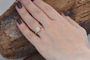 Halo Cushion cut solitaire engagement ring rose gold 14k - Engagement ring 0.38 ct-Promise ring-Anniversary ring,Art deco engagement,art deco ring,bridal jewelry,cushion cut halo,Cushion diamond ring,Double Diamond Halo,halo cushion ring,Halo engagement ring,Promise ring,Solid gold ring,solitaire ring,Square diamond ring,vs,vvs