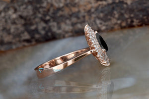 Vintage black diamond ring-Promise ring-Art deco ring-Gatsby ring-Black diamond ring rose gold-Solid gold ring-Branch ring-Edwardian ring-art deco ring,Black diamond ring,Branch ring,Diamond,double halo ring,Edwardian ring,engagement ring,Gatsby ring,grey diamond ring,Pear,Pear shaped diamond,Promise ring,Solid gold ring,teardrop ring,vintage ring,vs,vvs