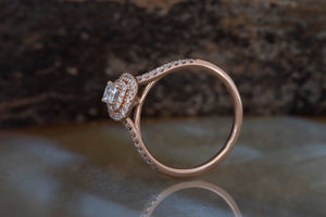 Halo Cushion cut solitaire engagement ring rose gold 14k - Engagement ring 0.38 ct-Promise ring-Anniversary ring,Art deco engagement,art deco ring,bridal jewelry,cushion cut halo,Cushion diamond ring,Double Diamond Halo,halo cushion ring,Halo engagement ring,Promise ring,Solid gold ring,solitaire ring,Square diamond ring,vs,vvs