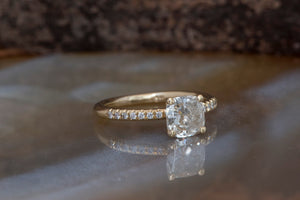Cushion cut diamond engagement ring-Solitaire ring 1.30 carat-Estate engagement ring yellow gold-Promise ring-Art deco ring-Custom Ring