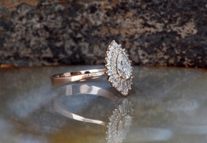 1 carat Gatsby diamond ring- sunburst diamond ring- 14k 18k rose gold-art deco ring,Custom Rings,Diamond engagement,Diamond vintage ring,engagement ring,gold diamond ring,Pear,Pear shaped diamond,Promise ring,ring vintage,Rose gold engagement,Rose gold ring,unique engagement,vs,vvs,wedding ring