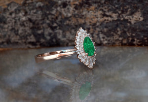 Emerald engagement ring set rose gold 14K/18K-Diamond vintage ring-Rose gold-Promise ring-Pear shaped emerald-Art deco ring-Custom Rings-art deco ring,Custom Rings,Diamond engagement,Emerald vintage ring,engagement ring,gold diamond ring,halo emerald ring,pear shape emerald,Promise ring,ring vintage,Rose gold engagement,Rose gold ring,unique engagement,vs,vvs