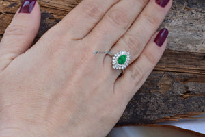 Natural emerald ring-Emerald ring-Pear Cut Emerald-Gatsby Ring-Vintage emerald ring-Platinum engagement ring-Vintage ring-Solid gold ring-Anniversary ring,art deco ring,Baguette diamond,Baguette ring,Double halo ring,emerald ring,engagement ring,Estate diamond ring,Gatsby ring,natural emerald ring,Pear,pear diamond ring,platinum ring,Promise ring,Solid gold ring,Vintage emerald ring,vs,vvs