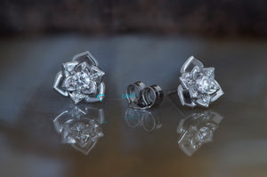 Flower diamond earrings-0.46 carat-Gold Diamond Earrings- Women Gold Diamond Earrings-Stud Earring-Birthday present-anniversary gift