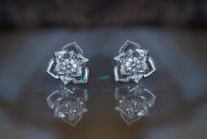 Flower diamond earrings-0.46 carat-Gold Diamond Earrings- Women Gold Diamond Earrings-Stud Earring-Birthday present-anniversary gift