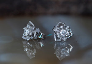 Flower diamond earrings-0.46 carat-Gold Diamond Earrings- Women Gold Diamond Earrings-Stud Earring-Birthday present-anniversary gift