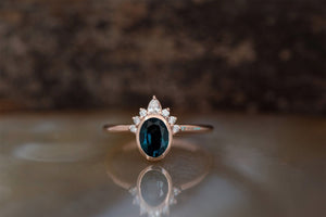 Blue green sapphire ring-Gatsby ring-Diamond vintage ring-Promise ring-Oval sapphire engagement ring-Oval cut sapphire-Oval halo ring-art deco ring,Blue green sapphire,Custom Rings,engagement ring,Gatsby ring,gold diamond ring,Oval cut sapphire,oval engagement ring,Oval halo ring,Oval shaped sapphire,oval vintage ring,Promise ring,solid gold ring,vs,vvs