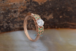 Art deco Engagement Ring-leaves engagement ring diamond-Diamond leaf ring-Rose Gold Ring -Unique diamond ring-anniversary ring,Art deco engagement,bridal jewelry,Custom Ring,diamond engagement,Diamond leaf ring,emerald leaves ring,engagement ring,Engagement Rings,Leaf engagement ring,leaves ring,promise ring,rose gold 14k,sevencarat,vs,vvs,wedding jewelry