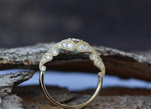 Filigree engagement ring-Diamond Engagement Ring-Gold Ring -Promise ring-Art deco ring - Bridal Jewelry-Unique diamond ring-Vintage ring-anniversary gift,Art deco ring,bridal jewelry,diamond engagement,diamond ring,engagement ring,filigree ring,gift for her,Promise ring,Unique diamond ring,Vintage ring,vs,vvs,wedding ring,yellow gold ring
