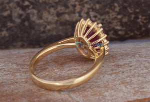 Vintage engagement ring set-1.2 ct Ruby diamond engagement ring-Ruby engagement ring-Vintage rings engagement-Ruby ring vintage-Promise Ring-Anniversary Ring,Diana Ring,Edwardian  ring,Multistone ring,Oval halo ring,Oval ruby ring,oval vintage ring,Promise Ring,Ruby engagement ring,Ruby ring vintage,solid gold ring,vintage ring,vs,vvs