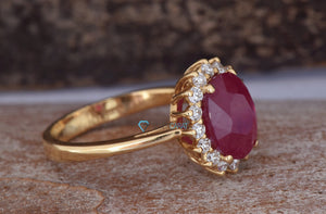 Vintage engagement ring set-1ct Ruby diamond engagement ring-Wedding sets women rings-Wedding sets women rings vintage-Ruby ring vintage