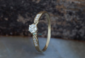 Solid gold ring-Diamond dainty ring-Art deco Engagement Ring-Solitaire Ring-Dainty Promise Ring-14k yellow gold ring-solid gold ring vintage-14k yellow gold ring,6 prong engagement,Art deco ring,Custom ring,Dainty Promise Ring,dainty ring,Diamond dainty ring,engagement ring,Promise ring,Round engagement,Solid gold ring,Tiny ring,vs,vvs,Yellow Gold Ring