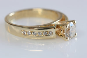 Engagement Diamond Ring -Promised ring-Gold ring-Anniversary ring-Art deco engagement ring-Solid gold ring-Round engagement-Round halo