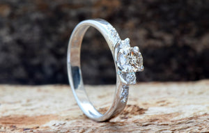 Cluster engagement ring-Art deco ring-Engagement diamond ring-Custom ring-Anniversary ring-Solid gold ring-Three Stone Engagement Ring