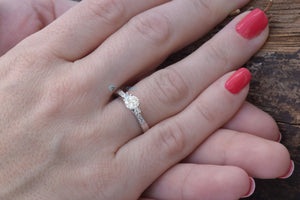 Cluster engagement ring-Art deco ring-Engagement diamond ring-Custom ring-Anniversary ring-Solid gold ring-Three Stone Engagement Ring