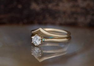 Moissanite wedding set-Moissanite ring-6 prong engagement-Moissanite engagement ring set-Thin band engagement ring set-Dainty Solitaire Ring