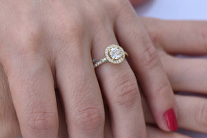 Halo Engagement Ring 1.50 ct-Solid gold ring-Cluster engagement ring-Promise ring-Bridal ring-Art deco engagement ring-Dainty Promise Ring-15 carat diamond,Art deco ring,Cluster ring,custom ring,Dainty Promise Ring,engagement ring,Gold Engagement Ring,Halo Diamond Ring,Halo Engagement Ring,Promise ring,Round,Solid gold ring,vs,vvs,womens jewelry,yellow gold ring