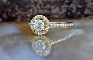 Halo Engagement Ring 1.50 ct-Solid gold ring-Cluster engagement ring-Promise ring-Bridal ring-Art deco engagement ring-Dainty Promise Ring-15 carat diamond,Art deco ring,Cluster ring,custom ring,Dainty Promise Ring,engagement ring,Gold Engagement Ring,Halo Diamond Ring,Halo Engagement Ring,Promise ring,Round,Solid gold ring,vs,vvs,womens jewelry,yellow gold ring