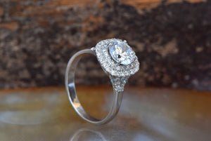 Halo diamond engagement ring-Art deco engagement ring- Custom made jewelry-1 carat diamond ring,Cluster engagement,Custom ring,diamond engagement,diamond jewelry,diamond ring,engagement ring,free shipping,gift for her,halo diamond ring,Round,vs,vvs,white gold ring,womens jewelry,womens ring