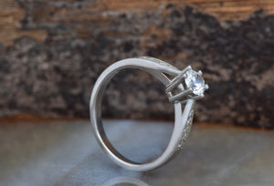 Diamond dainty ring-Art deco Engagement Ring 0.40 carat-6 prong engagement-Solitaire Ring-Vintage engagement ring-Dainty Promise Ring-6 prong engagement,Art deco ring,Classic Solitaire,Custom ring,dainty ring,Diamond dainty ring,engagement ring,micro pave ring,Promise ring,Round,solid gold ring,solitaire ring,vintage ring,vs,vvs,woman ring