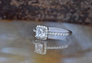 Princess cut promise ring-Diamond engagement ring 0.70 ct-Square diamond ring-Art deco engagement ring-Anniversary ring,Antique  jewelry,Art deco engagement,Art deco ring,diamond ring,gold diamond ring,Princess cut diamond,Princess cut ring,Promise ring,solitaire ring,Square diamond ring,vs,vvs,white gold ring,women ring
