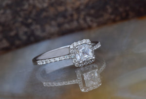 Princess cut promise ring-Diamond engagement ring 0.70 ct-Square diamond ring-Art deco engagement ring-Anniversary ring,Antique  jewelry,Art deco engagement,Art deco ring,diamond ring,gold diamond ring,Princess cut diamond,Princess cut ring,Promise ring,solitaire ring,Square diamond ring,vs,vvs,white gold ring,women ring