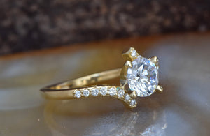 1.50 ct diamond ring-Twist diamond engagement ring-Gold Solitaire Ring-Promise ring-Dainty gold ring diamond-4 prong engagement ring