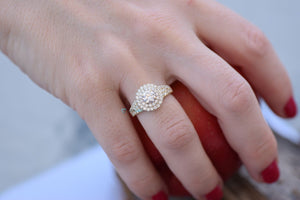 Diamond Engagement Ring 1.20ct-Yellow Gold Engagement Ring-Cluster engagement ring-Promise ring-Art deco ring-Solid gold ring-Round halo-Art deco engagement,bridal jewelry,Cluster engagement,Custom Ring,Diamond,diamond engagement,diamond ring,engagement ring,natural diamond ring,Promise ring,Round,Round halo,Solid gold ring,vs,vvs,wedding ring,womens jewelry