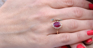 Vintage engagement ring set-1ct Ruby diamond engagement ring-Wedding sets women rings-Wedding sets women rings vintage-Ruby ring vintage