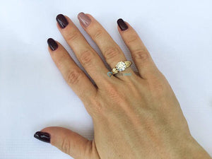 1.5 carat Diamond Engagement Ring-Solitaire ring-Gold ring -Art deco ring-Promise ring-Bridal ring-Anniversary-Gold Statement Ring