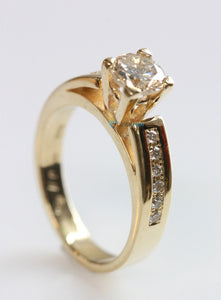 Engagement Diamond Ring -Promised ring-Gold ring-Anniversary ring-Art deco engagement ring-Solid gold ring-Round engagement-Round halo