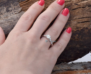 Cluster engagement ring-Art deco ring-Engagement diamond ring-Custom ring-Anniversary ring-Solid gold ring-Three Stone Engagement Ring