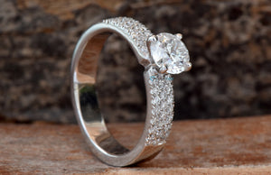 1 carat Diamond Engagement Ring-Branch ring-Promise ring-Art deco engagement ring-4 prong engagement-Solid gold ring-Solitaire diamond ring