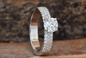1 carat Diamond Engagement Ring-Branch ring-Promise ring-Art deco engagement ring 14k, 18k white gold-Solid gold ring-Solitaire diamond ring