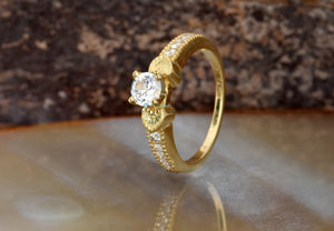 Estate engagement ring-Art deco Engagement Ring -1/2 carat Promise ring-Solid gold ring-Gold Solitaire Ring-Heart diamond ring-alternative ring,anniversary ring,Art deco engagement,diamond ring,engagement ring,Gold Solitaire Ring,Heart diamond ring,hearts ring,promise ring,Solid gold ring,vs,vvs