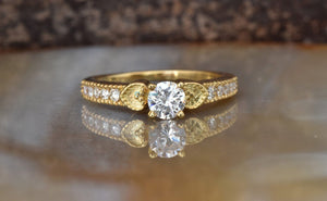 Estate engagement ring-Art deco Engagement Ring -1/2 carat Promise ring-Solid gold ring-Gold Solitaire Ring-Heart diamond ring-alternative ring,anniversary ring,Art deco engagement,diamond ring,engagement ring,Gold Solitaire Ring,Heart diamond ring,hearts ring,promise ring,Solid gold ring,vs,vvs