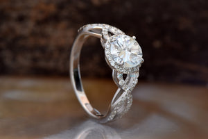 Celtic diamond engagement ring-Halo Engagement ring-Promised ring-Gold ring-Bridal ring-Infinity ring-Diamond engagement ring-Holiday SALE!!