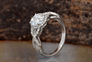 Celtic diamond engagement ring-Halo Engagement ring-Promised ring-Gold ring-Bridal ring-Infinity ring-Diamond engagement ring-Holiday SALE!!