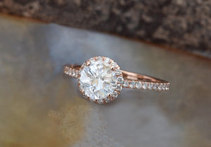 Halo wedding ring-Halo Diamond Engagement Ring 1.50 ct-Rose Gold Ring-Cluster Engagement Ring-Anniversary ring-Promise ring-Round halo-4 prong engagement,anniversary gift,branch ring,Classic halo ring,dainty ring,diamond ring,engagement ring,Halo Diamond ring,halo wedding ring,natural diamond ring,Rose Gold Ring,Round,Round halo,vs,vvs,womens jewelry